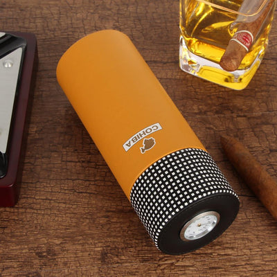 Leather Travel Humidor Cigar Box Cedar Wood Portable Cigar Case