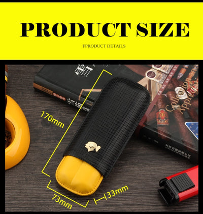 Leather Cigar Case Humidor Portable Pocket 2 Tube Holder