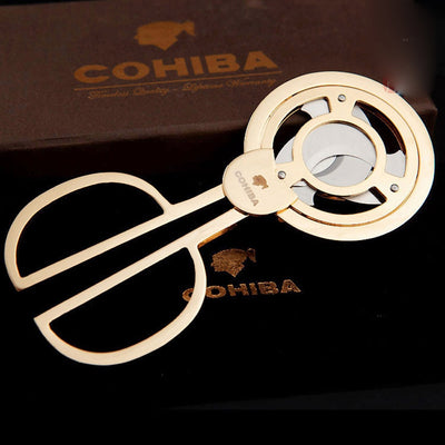 Triple Blade Stainless Steel Gold Plated Cigar Cutter